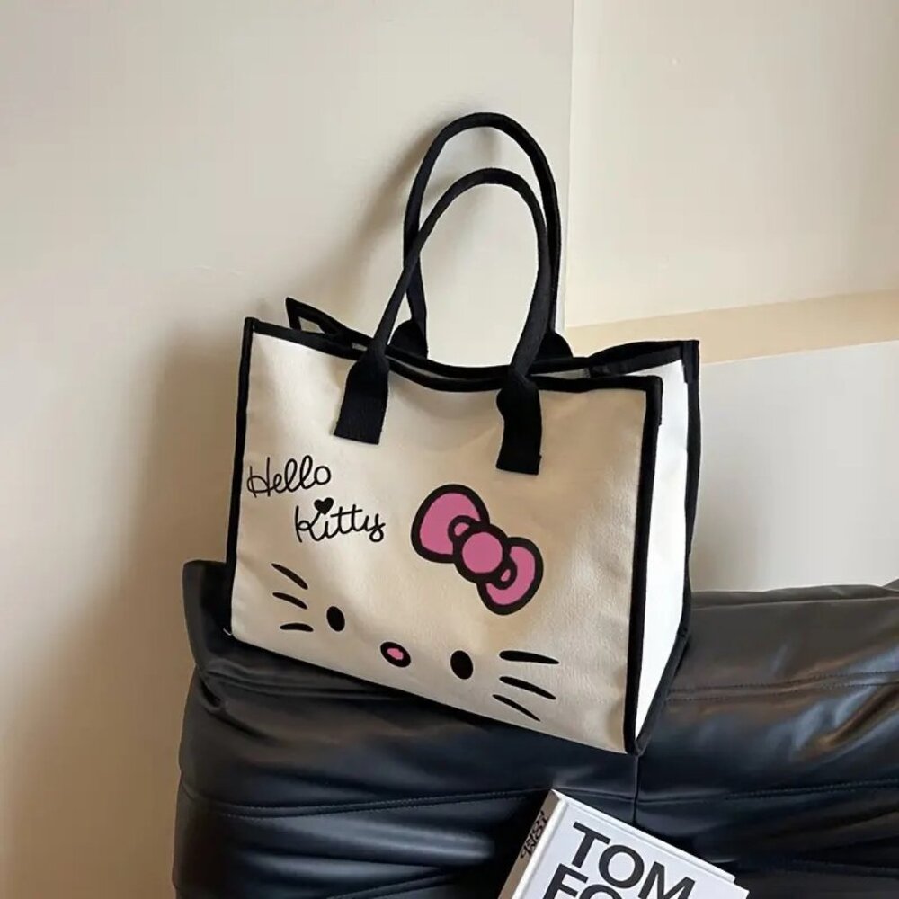 Hello Kitty Canvas Tote with Black Trim